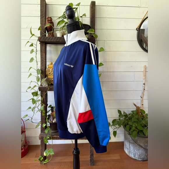 Adidas Vintage Navy Blue and White Zip-Up Track Jacket - Picture 6 of 17